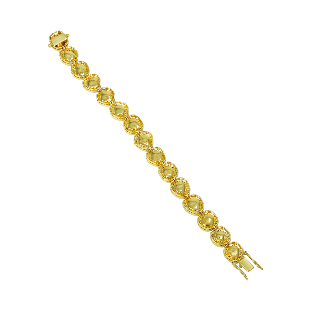 Polki Bracelet with Full-Cut Diamond Halos